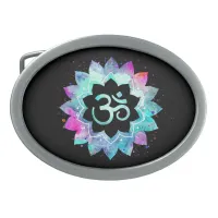 *~* Mandala Lotus OM  AUM Symbol Watercolor Belt Buckle