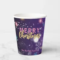 Gleaming Purple Winter Wonderland Merry Christmas Paper Cups