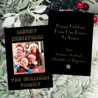 Black & Gold Family Photo | Merry Christmas Holiday Card