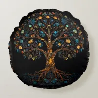 The Enchanted Mosaic Tree Round Pillow