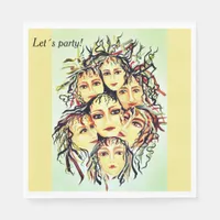 Let's party! Girls joy painted design Paper Napkins