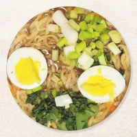 Noodles, Ramen Funny Soup Photo  Round Paper Coaster