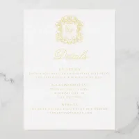 Elegant Crest Monogram Wedding Details Card