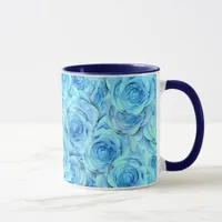 Opulent rose design in  turquoise                  mug