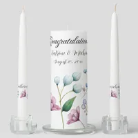 Elegant Floral Wedding Soft Botanical Romance Unity Candle Set