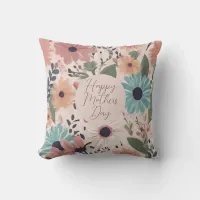 Happy Mothers Day Floral Mom Double Sided Throw Pillow