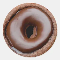 Chocolate Frosted Donut Classic Round Sticker