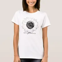 Black and White Sunflower  T-Shirt