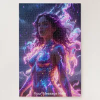 Cosmic goddess with vibrant neon Color Jigsaw Puzzle