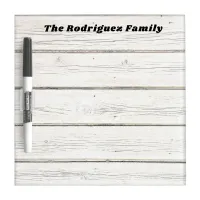 White Faux Wood Wooden Timber Grain Rustic Country Dry Erase Board