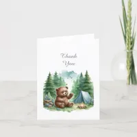 Camping Baby Bear Baby Shower Thank You Note Card