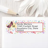 Streamers & Confetti New Year’s Eve Party Address Label