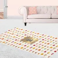 Ice Cream Lollies Monogrammed Retro Seaside Cute Rug