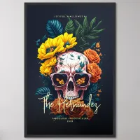 Floral Skull Family Name Monogram Halloween Framed Art