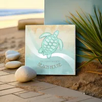 Beach House Nautical Turtle Aqua Blue ID623 Ceramic Tile