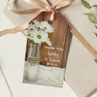 White Daisies in Milk Bottle Wedding Favor Tags