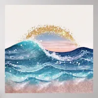 *~* AP60 Sparkle Beach Coastal Ocean Wave Sand Sea Poster
