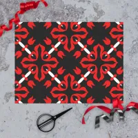 Vibrant Red Black and White Japanese Pattern  Tissue Paper