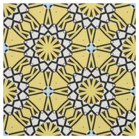 Yellow Black and White Moroccan Mosaic Pattern Fabric