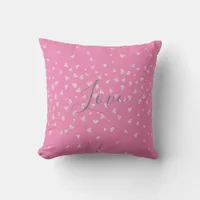 Pink With White Hearts Love Throw Pillow