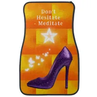 Purple Glitter High Heel Shoe on Orange | Car Floor Mat