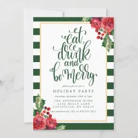 Eat Drink And Be Merry Floral Holiday Party Invitation