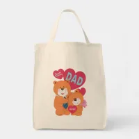 Best Dad Father's Day Father Daughter Bear Cartoon Tote Bag