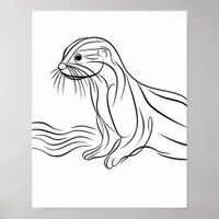 Irish River Otter Line Art Poster