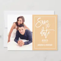 Pearlescent Orange and Wedding White Save the Date