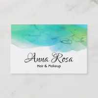 *~* Simple Modern Watercolor Blue Aqua Abstract Business Card