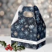 Rustic Elegant Blue Snowflakes Holiday Favor Boxes