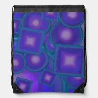 Geometric Harmony in Blues and Purples Drawstring Bag