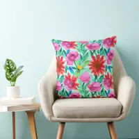 Pretty Watercolor Floral  Throw Pillow