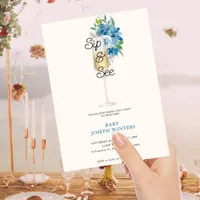 Modern Minimalist Champagne Sip & See Baby Shower  Invitation