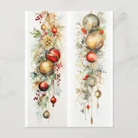 Bookmarks:  Christmas Trees Ornaments on Holiday Postcard