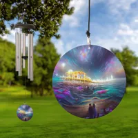 Cosmic Santa Monica Pier AI created Digital Art Wind Chime