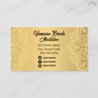 Gold Gradient and Black Mandala Stylish qr code Business Card