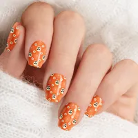 Orange Skulls Flowers Spider Web Halloween Minx Nail Art