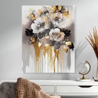 Modern Gold and White Floral Acrylic Photo Tile