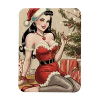 Sexy Retro Pinup Lady Mrs. Claus Christmas Magnet