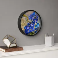 Forget-me-not flower with gold accents clock