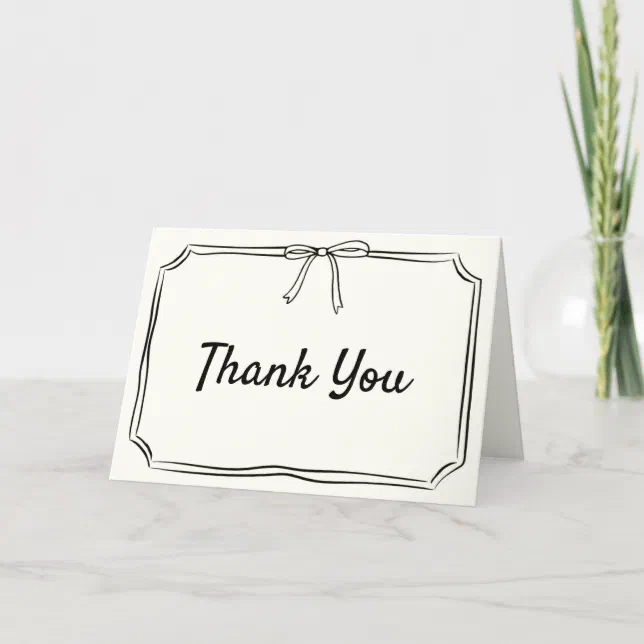 Handwritten Modern Chic Coquette Bow Wedding Thank You Card