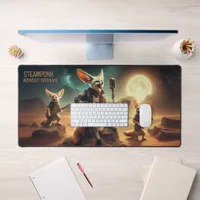 Cool Fennec Foxes Rock Acoustic Guitars in Desert Desk Mat