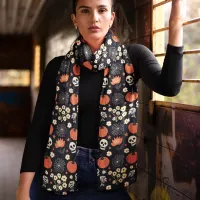 Cottagecore Halloween Floral Skull Scarf