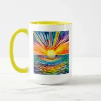Watercolor Colorful Sunset over the Water Mug