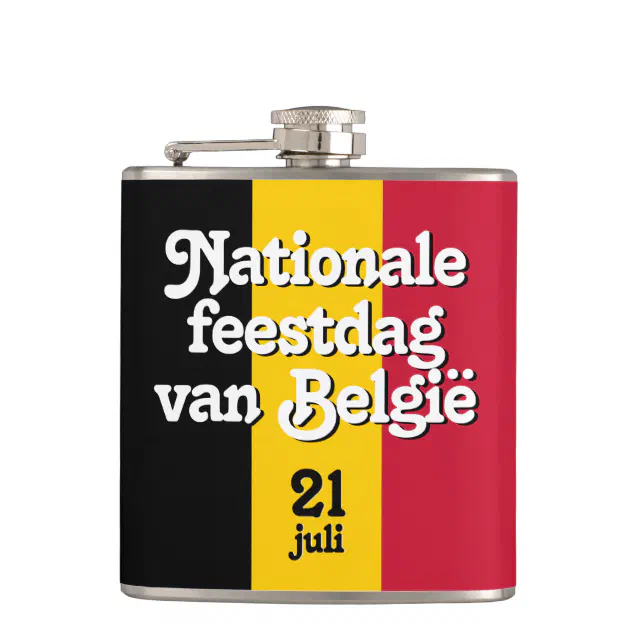 Dutch Nationale feestdag van Belgi&#235; Belgian Flag Flask