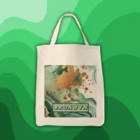 Name Monogram Modern Gold & Green Geode | Tote Bag