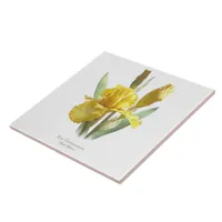 Yellow Iris Flower Botanical Style Art Ceramic Tile