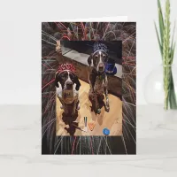 New Year’s Dogs and Fireworks Greeting Card