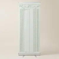 Our Story Sage Wedding Alphabetic Seating Chart Retractable Banner